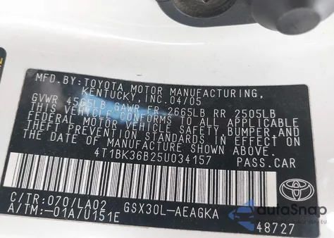 2005 Toyota Avalon Xls из США, поврежденный, VIN 4T1BK36B25U034157